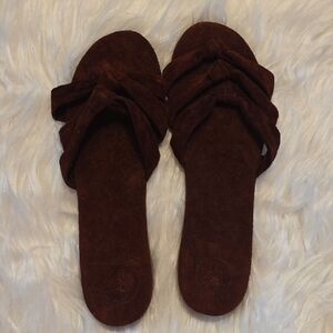 Brown Suede Women's Slide Sandals
